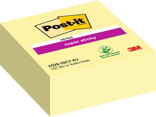 Notes POST-IT SS kub 76x76mm gul 270blad