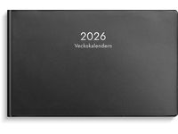 Veckokalender 2026 plast svart