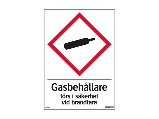 Skylt Gasbehållare alum. 210x297mm