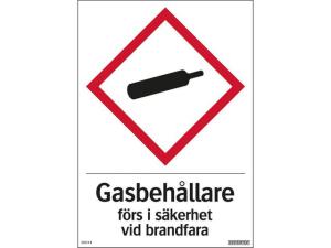 Skylt Gasbehållare plast 210x297mm