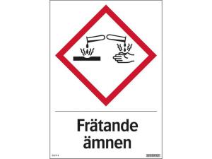 Skylt Frätande ämnen 210x297mm