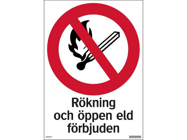 Skylt Rökning/eld förbjuden 210x297mm