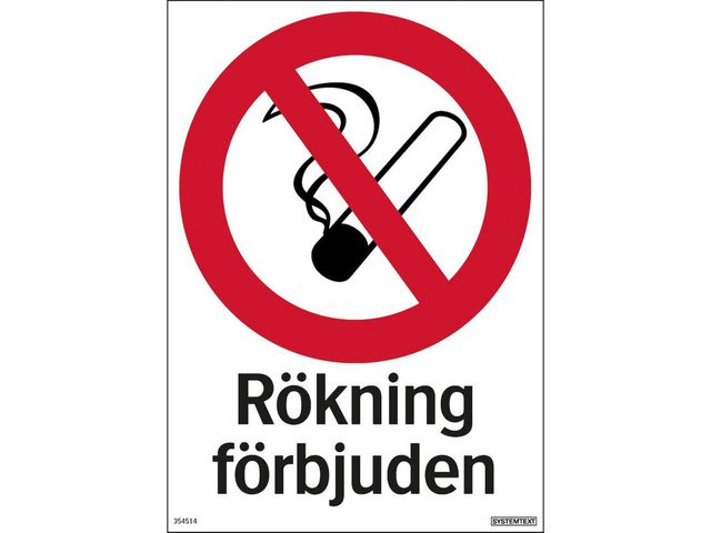 Skylt Rökning förbjuden alum. 210x297mm