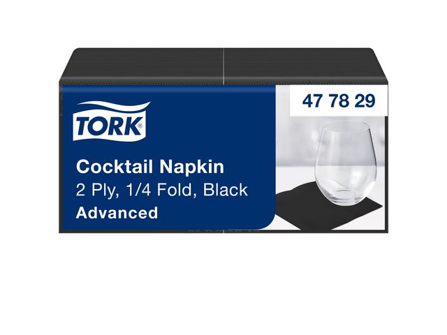 Servett TORK Cocktail 2-lag svart 200/fp