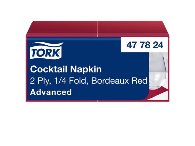 Servett TORK Cocktail 2-lag v.röd 200/fp