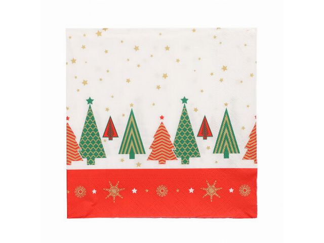 Servett Xmas Trees 3-lags 33x33cm 100/fp