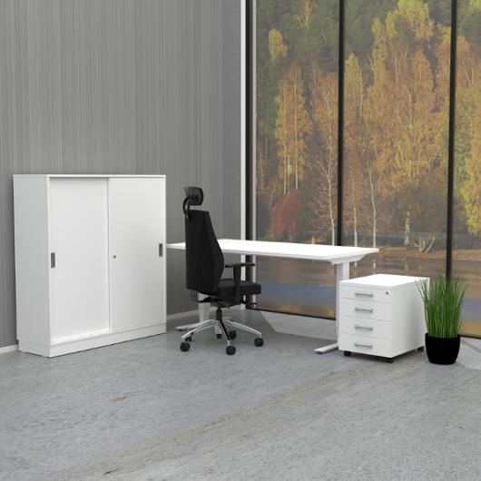 Skjutdörrskåp 3xA4 1200 mm vit