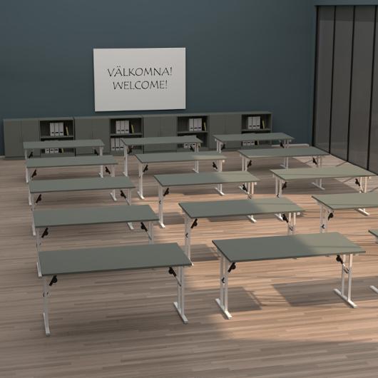 Fällbord 1600x800x730x25 grå/vit