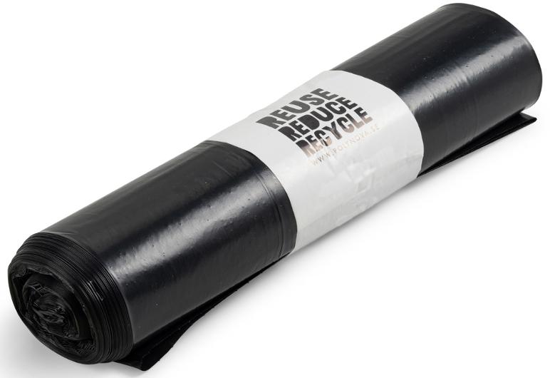 Plastsäck POLYREG 110L 60my svart 25/rl
