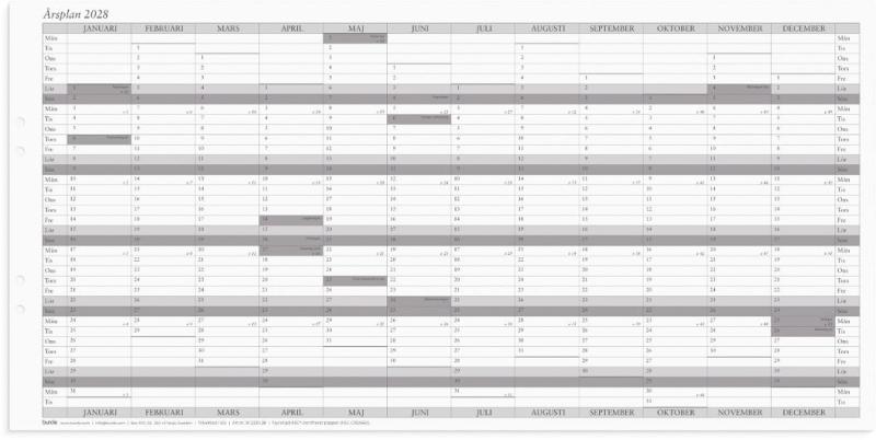Väggkalender Årsplan 2028 5/fp