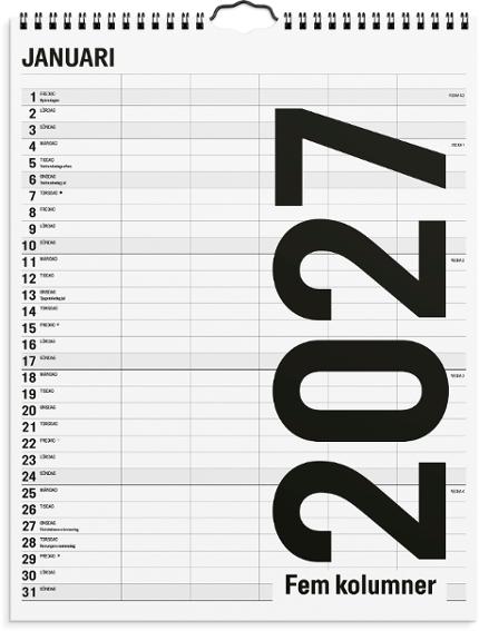 Familjekalender 2027 Black and white