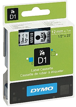 Dymo Tape D1 12mm svart på klar