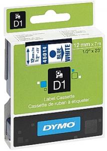 Dymo Tape D1 12mm blå på vit