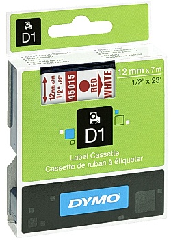 Dymo Tape D1 12mm röd på vit