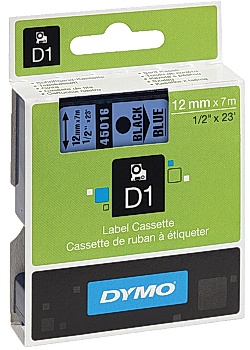 Dymo Tape D1 12mm svart på blå