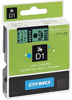 Dymo Tape D1 12mm svart på grön