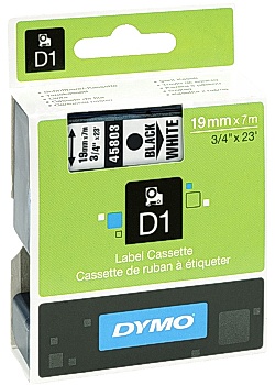 Dymo Tape D1 19mm svart på vit