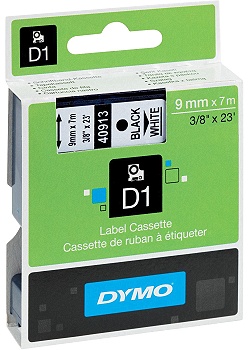 Dymo Tape D1 9mm svart på vit