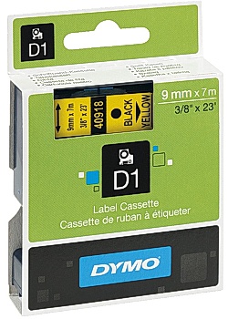 Dymo Tape D1 9mm svart på gul