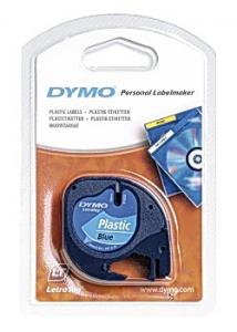 Dymo Tape LetraTAG plast 12mm svart på blå