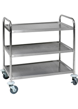 Rullbord 3 hyllplan rostfri