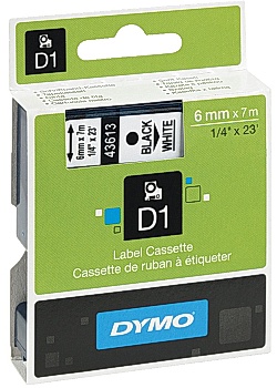Dymo Tape D1 6mm svart på vit