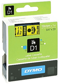 Dymo Tape D1 19mm svart på gul