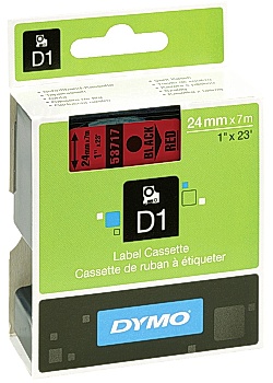 Dymo Tape D1 24mm svart på röd (rulle om 7 m)