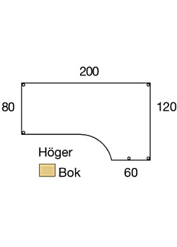 LANAB DESIGN Bord Höger 200x120cm boklaminat/svart