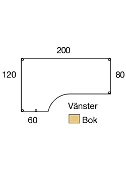 LANAB DESIGN Bord Vänster 200x120cm boklaminat/svart