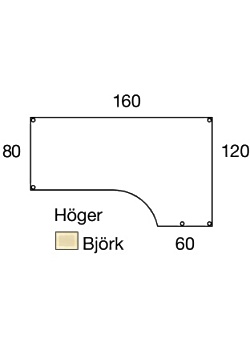 LANAB DESIGN Bord frist H 1,6x1,2x0,8x0,6m björkl/sv