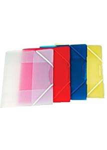Gummibandsmapp plast 3-kl A4 transp/gul