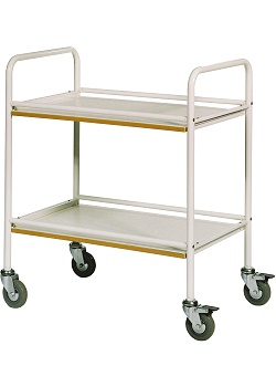 Rullbord 2 hyllplan handtag vit