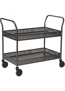 Rullbord 2 korghyllplan svart