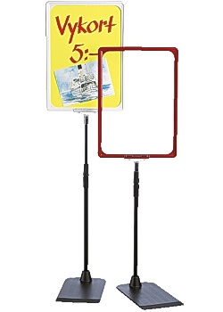 Teleskopställ inkl fot+stång+ram A4 vit