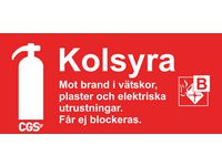Skylt BRANDSLÄCKARE KOLSYRA 10x20cm