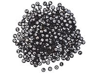 Plastpärlor ABC rund svart/vit 500/fp