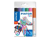 Märkpenna PILOT Pintor F 6 färg Fun Mix