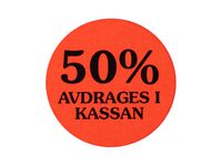 Etikett 50% avdrages i kassan