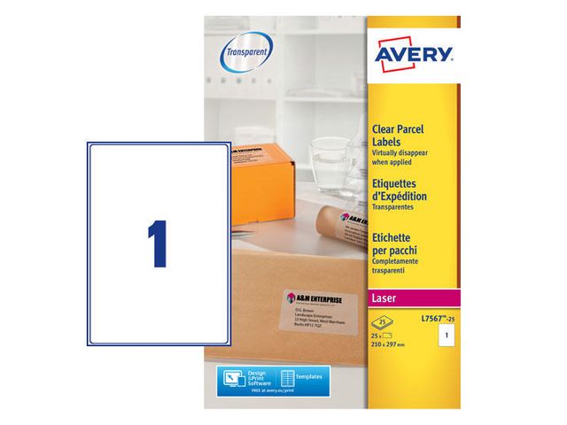 Etikett 210x297 transparent 25/FP