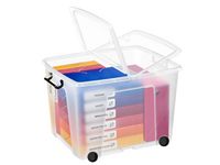 Plastlåda STRATA 75L klar med lock 4hjul