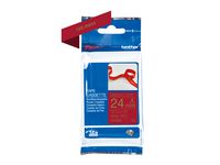 Tape BROTHER Tze-RW54 24mm Guld på V-Röd