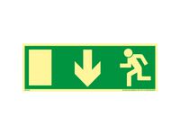 Nödutrymningsskylt pil ned 297x105mm