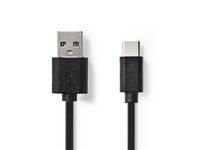 Kabel NEDIS USB-A - USB-C 1m Svart