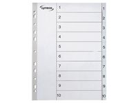 Plastregister  A4 PP 1-10 grå