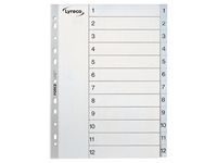 Plastregister  A4 PP 1-12 grå