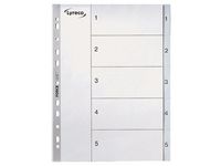 Plastregister  A4 PP 1-5 grå