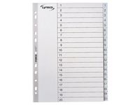 Plastregister  A4 PP 1-20 grå