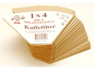 Kaffefilter 1x4 oblekt 200 fp