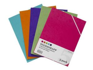 Gummibandsmapp 3-klaff A4 sort färg 5 fp